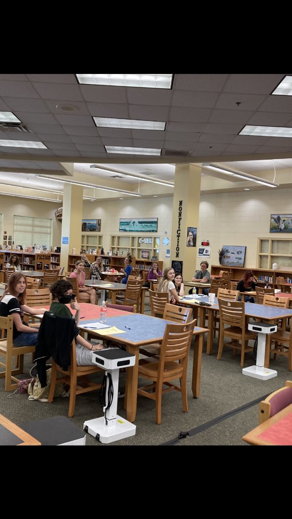 T2tuff's tweet photo. NSBHS Psychology students putting in work on a Saturday participating in a study session preparation of their upcoming AP Psychology exam. Thank you Emmy Decker, #Cuda4Life, for coming in to prep our students. #NSBHSStudentsRock #NobodyHasItBetterThanUs https://t.co/XoCiS6bx1L