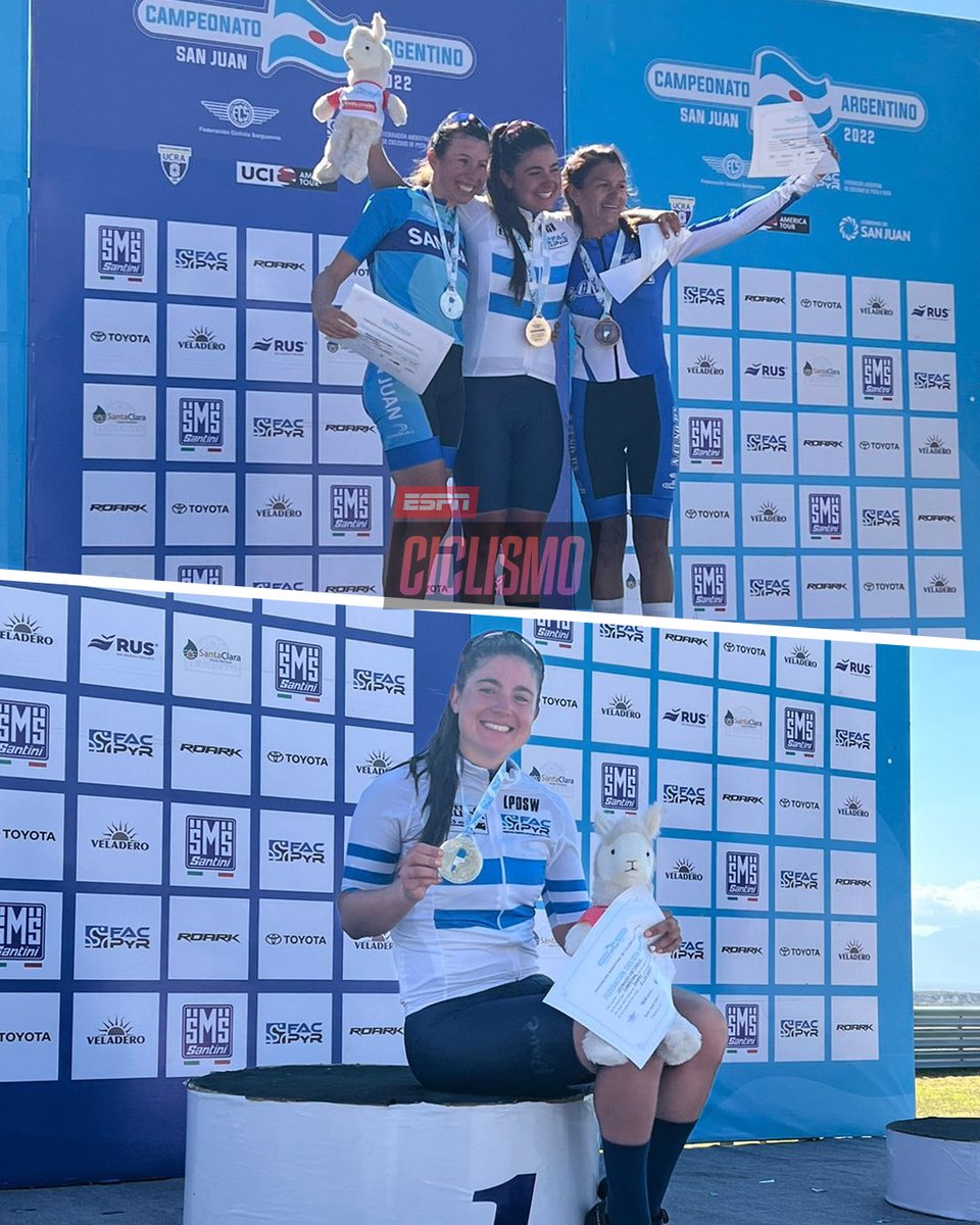 ESPNCiclismo's tweet image. Antonela #Leonardi se subió este sábado al podio luego de su triunfo en la CRI de damas que se disputó este viernes en el Campeonato Argentino de Ruta. Carolina Perez fue segunda y Alejandra #Valoris finalizó tercera. 🥇

#ESPNCiclismo