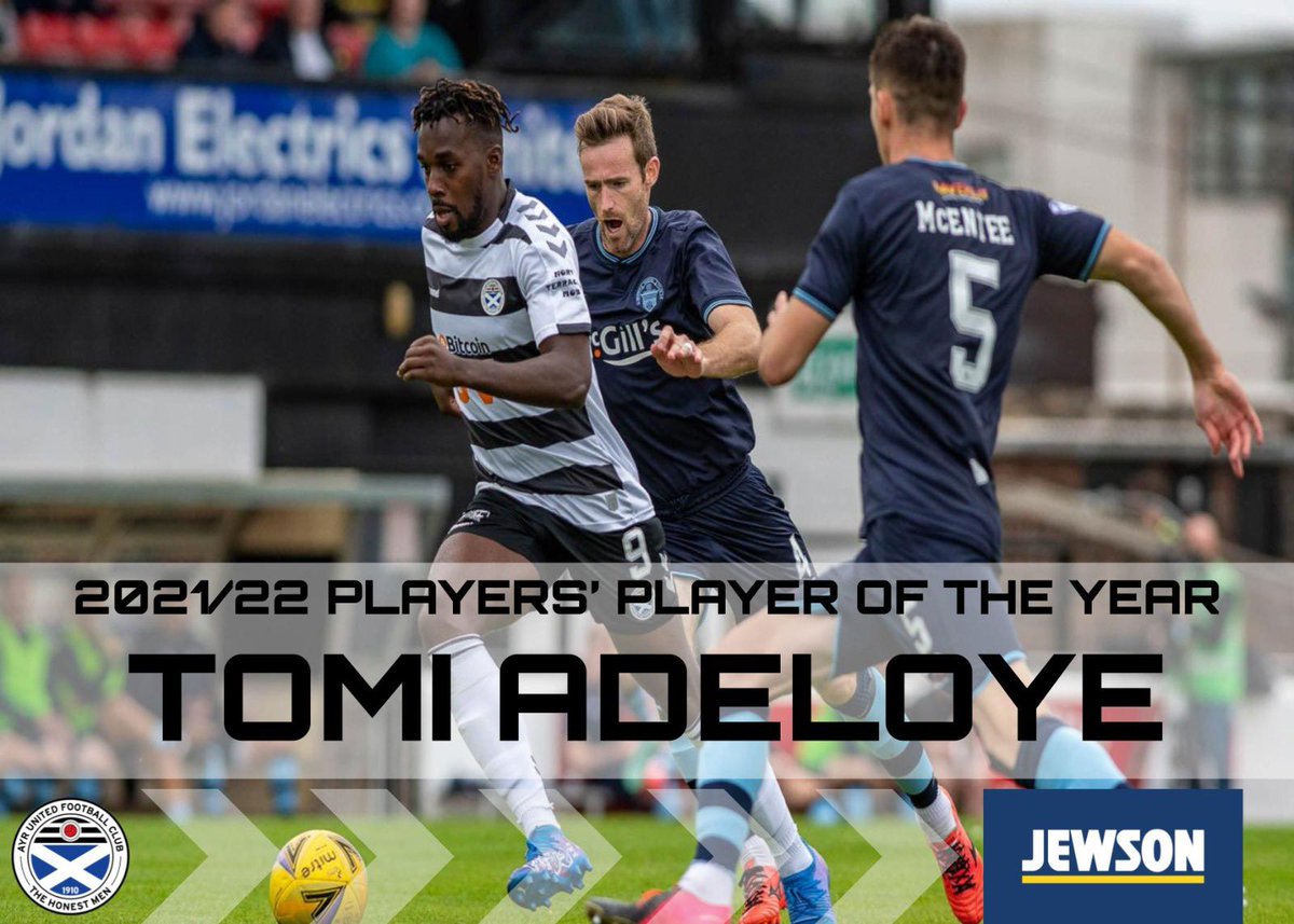 AyrUnitedFC's tweet image. This year’s Players’ Player of the Year is @Tomiadeloyee 👏