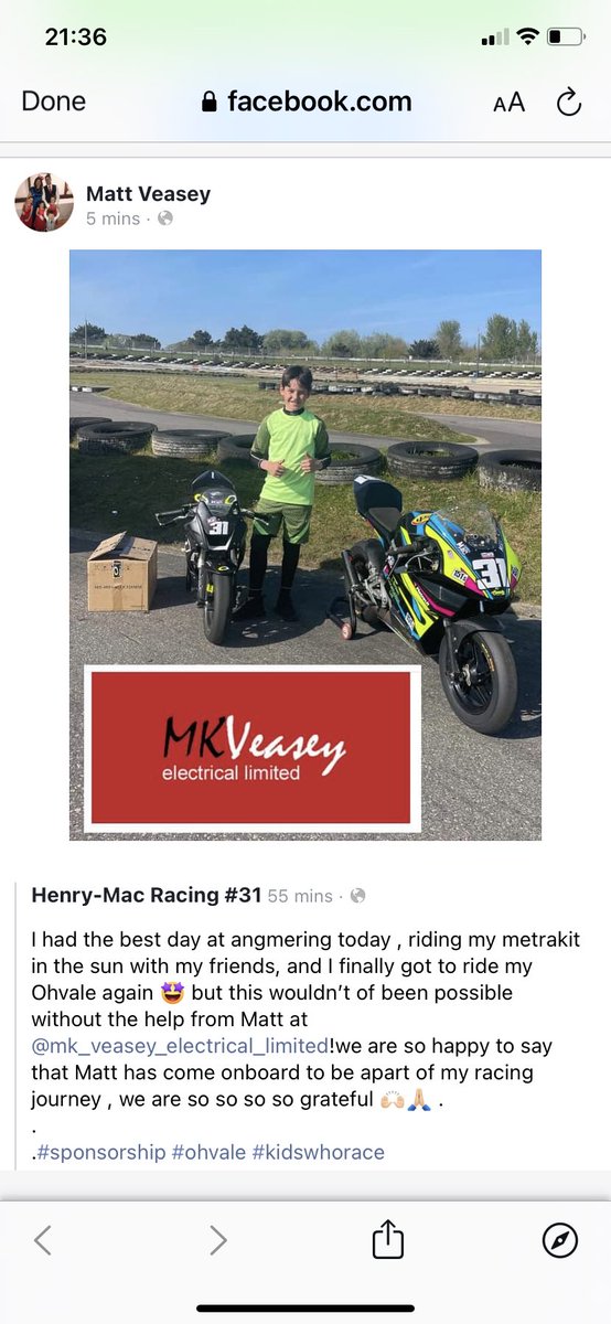 matt_veasey's tweet photo. This kid will go far. Anyone want to help sponsor a future champ make it happen, I’ll put you in contact with Henry’s parents. At best you help sculpt the next Valentino Rossi. At very worst you’re helping a young lad live their best life. A little retweet may really help👍🏼 https://t.co/bUYRZorRQv