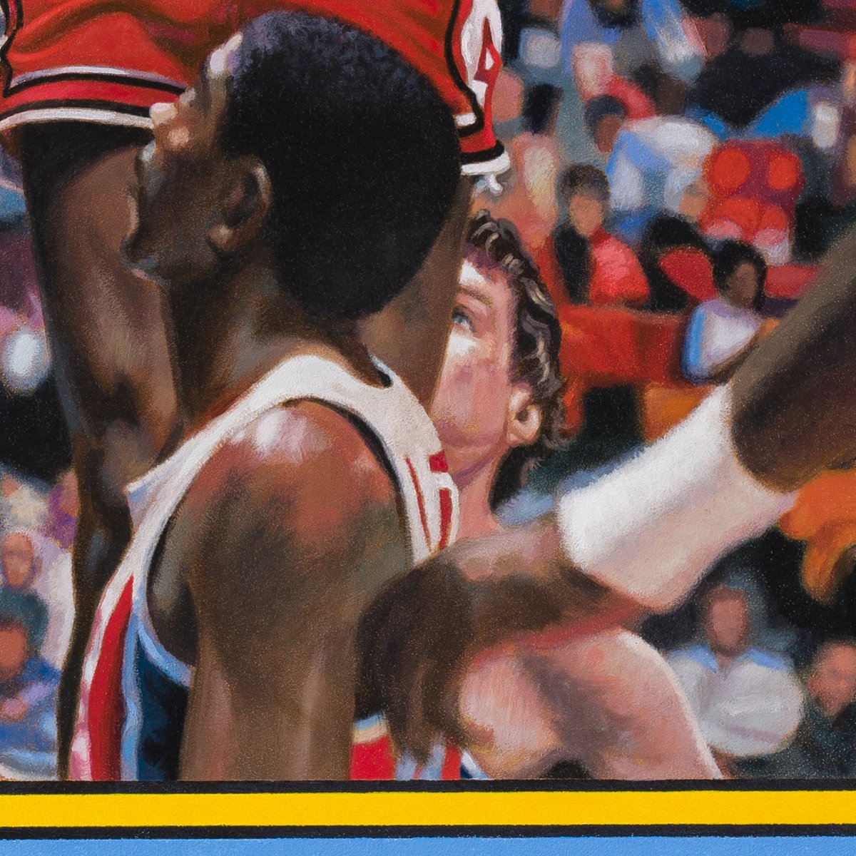 PostartPost's tweet photo. I finally made the jump into other sports. Just finished painting MJ's #rookiecard. Had fun painting it, but that crowd was a monster! Now it's off to my client—hope he loves it! #MichaelJordan #mj #THEGOAT #chicagobulls #thelastdance #sportscards https://t.co/K4OCSwwPQs https://t.co/lAP2bv6J9Q