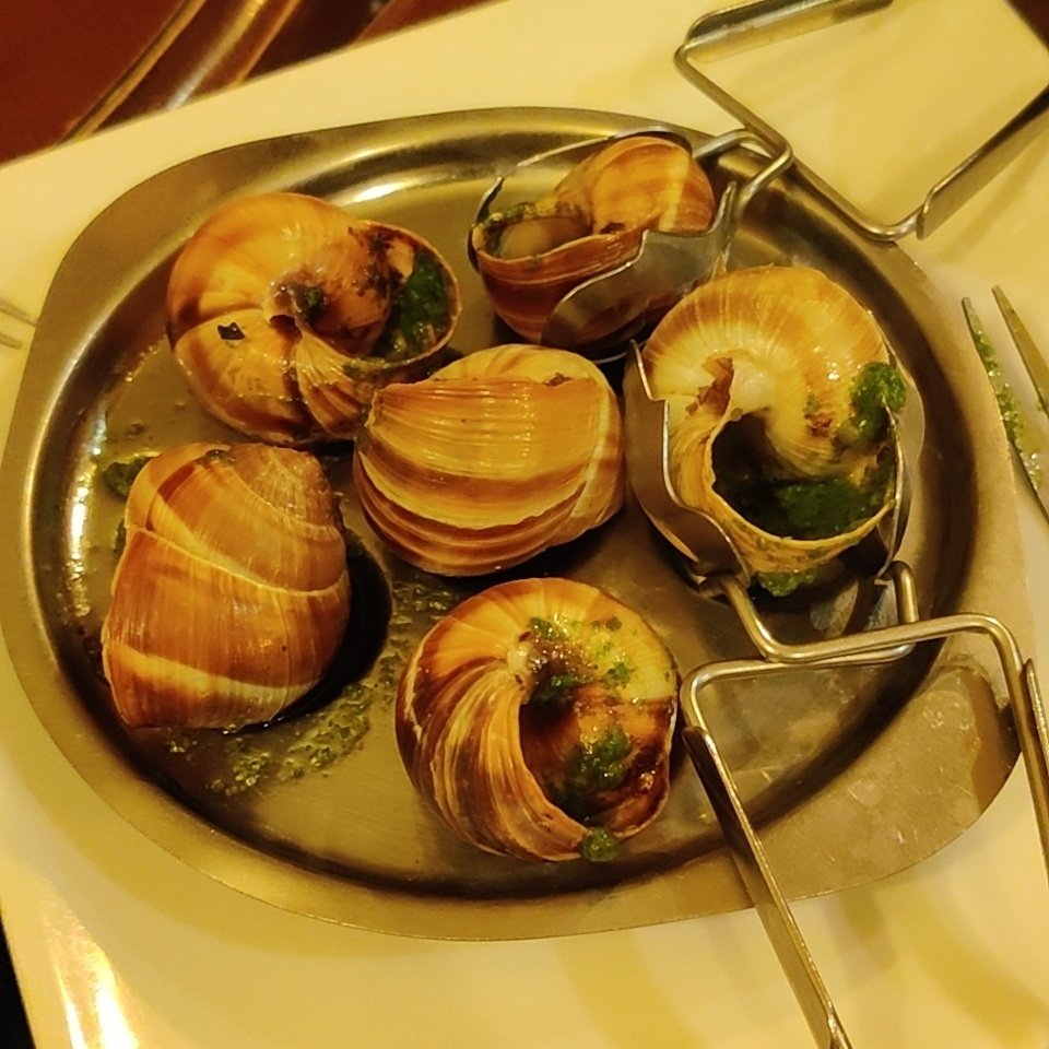 StoneWaves's tweet photo. Escargot was a fun experience, reminds me of chewy mussels. https://t.co/CctcHgPoLD