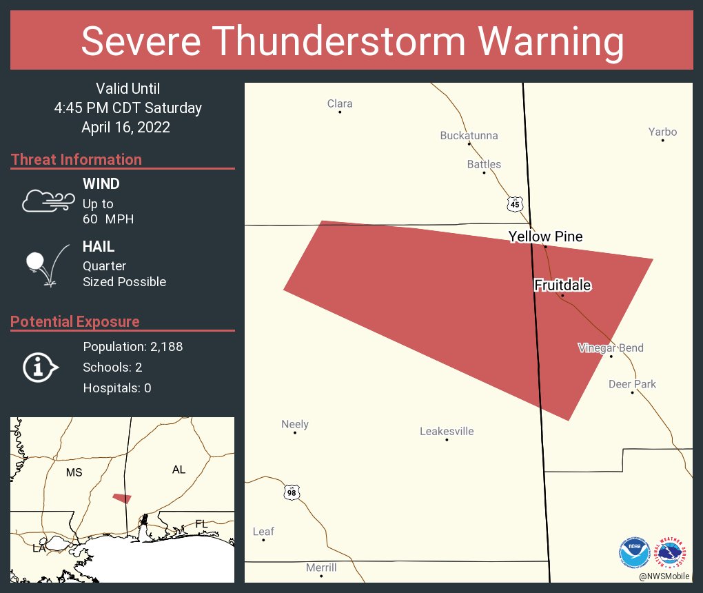 NWS Mobile on Twitter "Severe Thunderstorm Warning including Fruitdale
