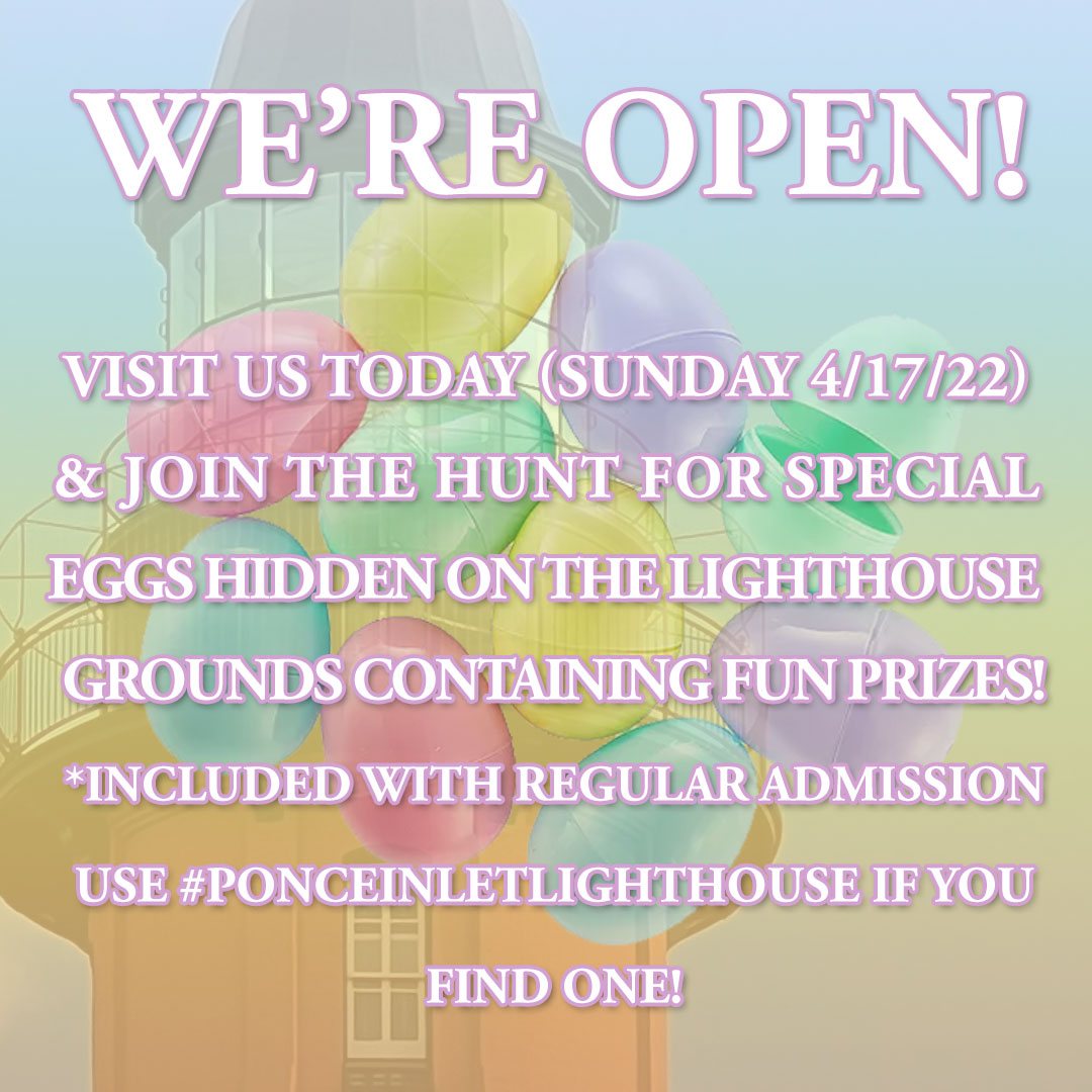 PonceLighthouse's tweet photo. Hoppy Sunday! ๐ Today only, hunt for Easter eggs hidden on the Lighthouse grounds during your visit. If you find one, share with us by using our hashtag: #PonceInletLighthouse
.
.
.
#easter #easterfun #easteregg #ponceinlet #lighthouse #spring #family #history #oldflorida https://t.co/NW3SOexEn1
