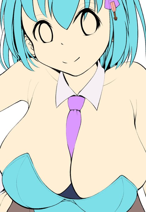 この絵の前後の整合性を考えると本来ならリボンタイなのですが
この谷間を見てネクタイを挟むが良いと啓示を受けた気がするので
整合性はぶん投げて欲に従う事にしました 