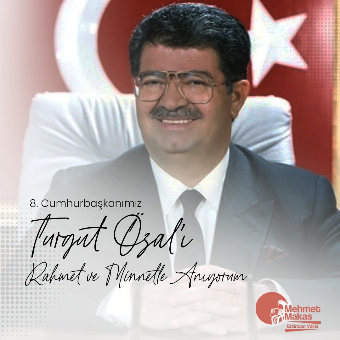 makasmehmet34's tweet photo. 8. Cumhurbaşkanımız
Sayın Turgut ÖZAL’ı Vefatının Sene-i
Devriyesinde Rahmetle ve Minnetle
Anıyorum🤲

Ruhu Şad,Mekânı Cennet Olsun🤲
🇹🇷🇹🇷🇹🇷 https://t.co/KkwUU6Mxz8