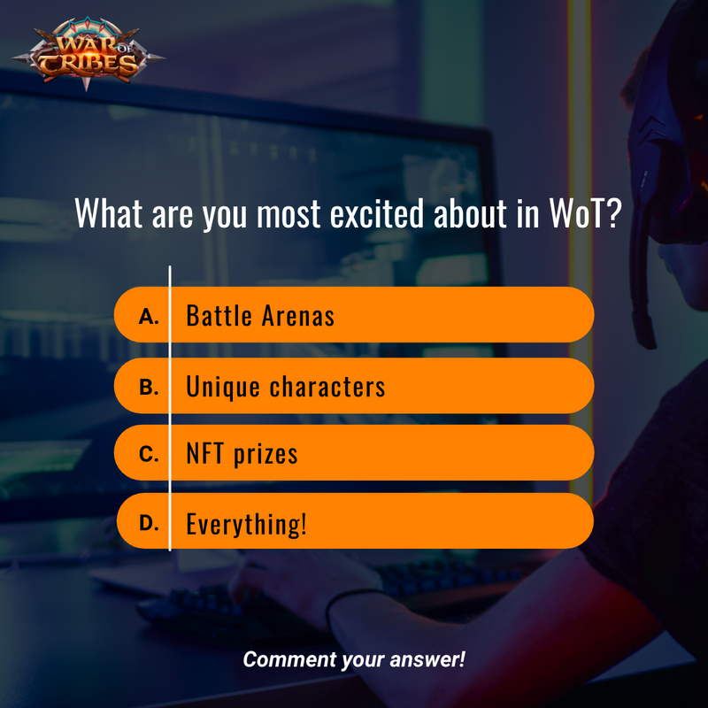 waroftribes's tweet photo. π WoT is almost ready for release, and we prepared a lot of cool stuff for you guys!
π€© The game has many amazing features, and we are curious to know: which one are you most excited about? Sound off in the comments! π
#WarOfTribes #OnlineMMORPG #NFT #GameFeatures https://t.co/eIVAyHAtXP