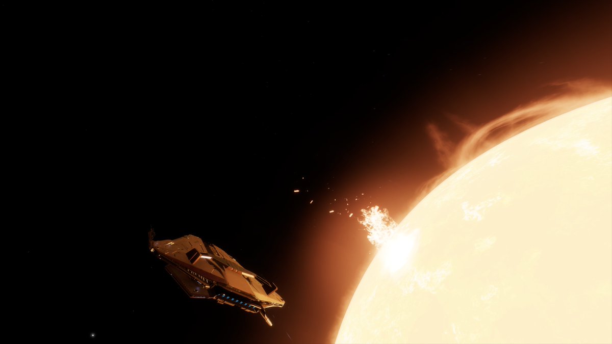 CmdrPete's tweet photo. From strange new plant species, to undiscovered water worlds and incredible solar activity! Another busy day studying the sights of the Kepler's Crest journey @EliteDangerous #Odyssey #Exploration https://t.co/Ax9dM7odDD
