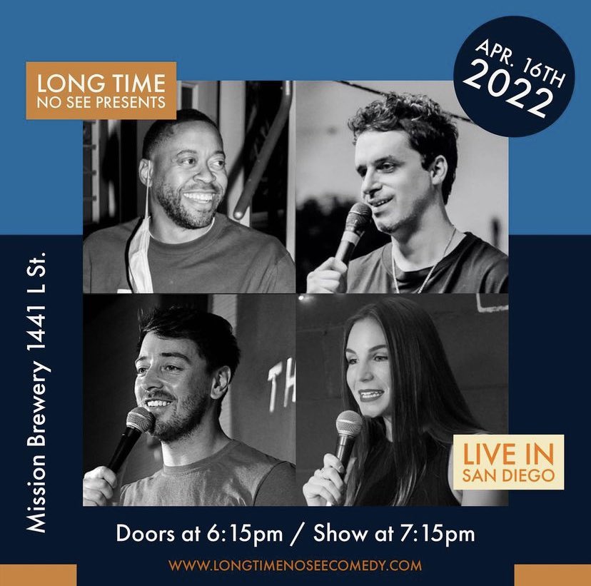 LTNSlive's tweet photo. Spring Comedy in SD! See you there 👀 tickets: https://t.co/nO6OJoyrNm @MissionBrewery @jacksonmcqueen @trickaduu @MattyChymbor @MandyMartino https://t.co/Oqobg93Tbf