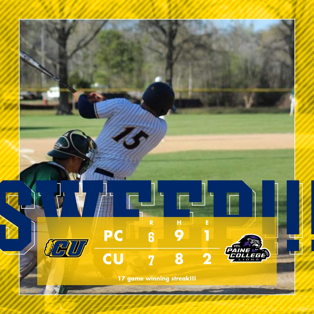 carolinaubase's tweet photo. Bruins WIN game 3, 7-6 &amp; SWEEP the series vs  Paine College!

Matt Tullock delivers a walk off Sac fly RBI to help  CU extend their winning streak to 17 games!

Bruins improve to 27-11!

A GREAT DAY to be a BRUIN!!! https://t.co/Gxls3PagpI