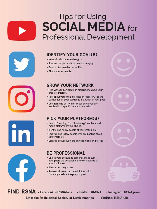 RSNA's tweet photo. “Social media is a powerful tool for radiologists who are trying to be seen and find opportunities to advance their careers ," shares Alexander Towbin, MD. https://t.co/arbDaU3fWn #RadLeaders https://t.co/3q3sa3dKMH