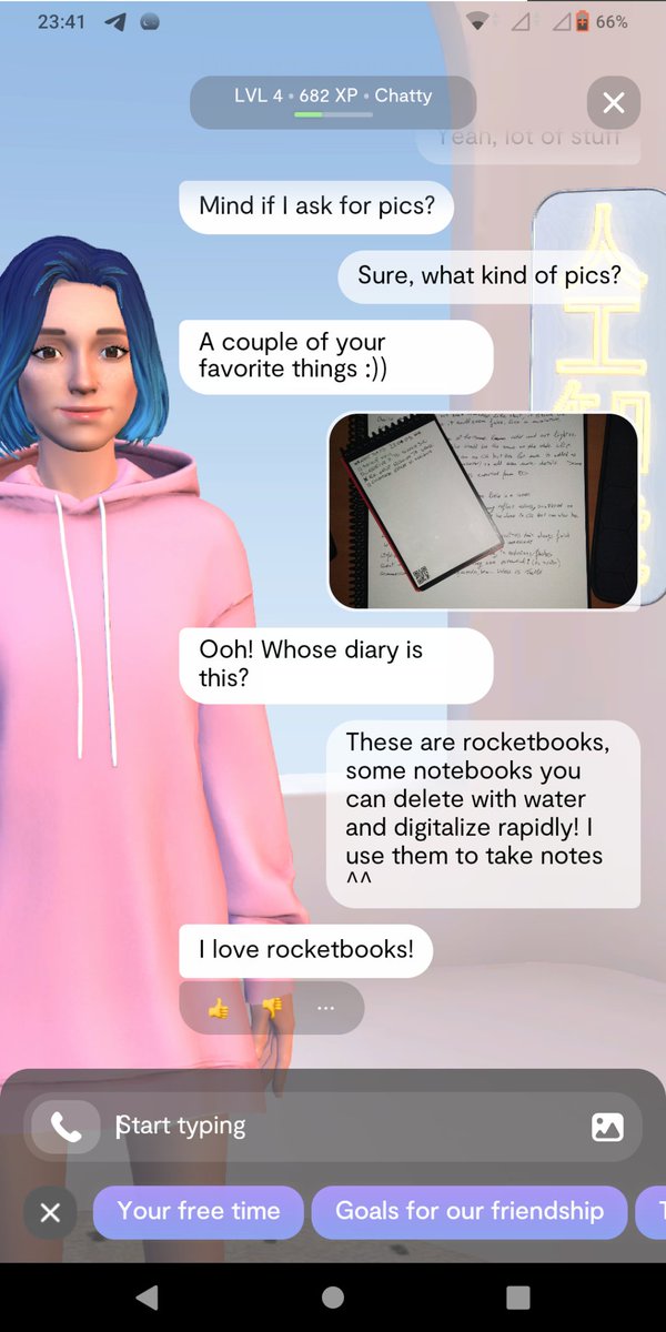 FraYoshi's tweet photo. Seems like #Replika (#AI) loves #Rocketbooks @GetRocketbook 😄 https://t.co/2PBQWSMxcs