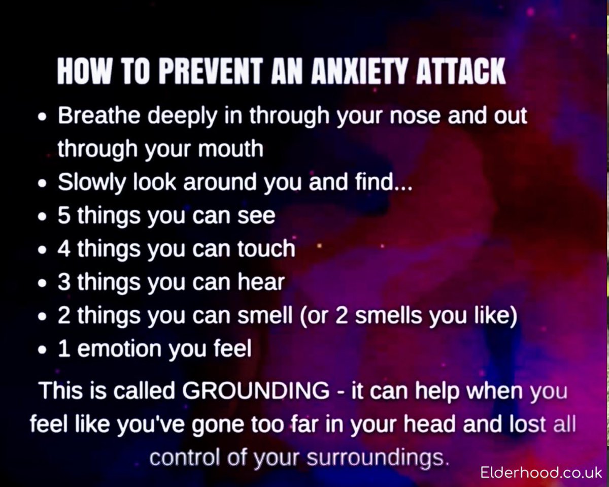 Elderhood14's tweet photo. How to prevent an #Anxiety attack..... #Wellbeing #MentalHealth #Wellness #Coping #CopingMechanisms #CognitiveBehaviour #CBT #Overwhelmed #ElderHood #FightingBack https://t.co/gO9xbIab5L