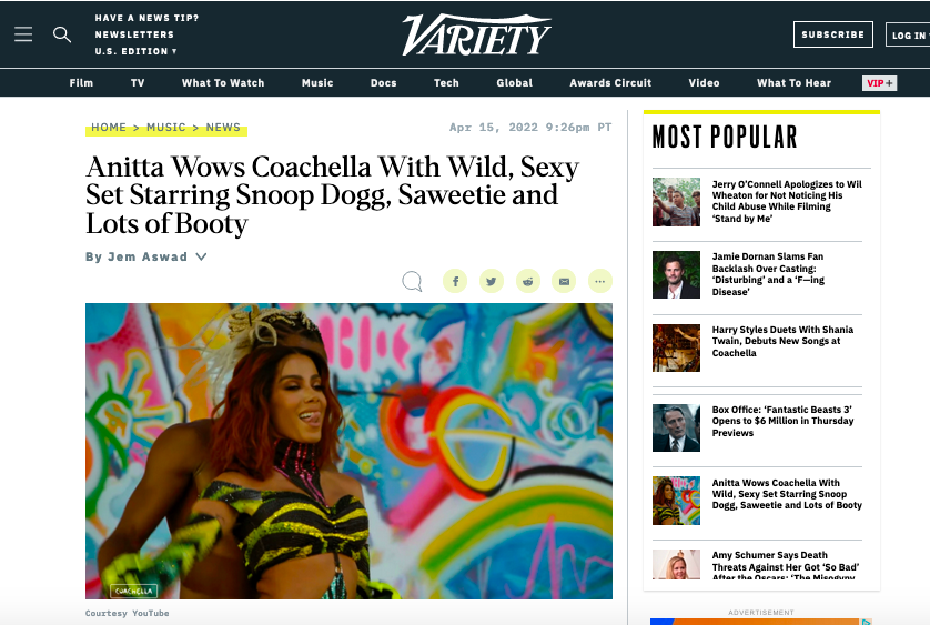 MidiaNINJA's tweet photo. Só elogios! @Anitta também cativou a imprensa internacional por show no #Coachella. "Histórico", "um trunfo" e "impressionante" foram alguns dos elogios de revistas como Variety, Billboard, Rolling Stones e LA Times. Confira: https://t.co/XevvcbvwID https://t.co/JrrKIOlDe4