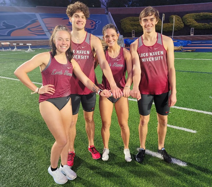 LHUTFXC's tweet photo. In an exhibition event, LHU fielded two teams in the mixed-gender 4x400m relay. The team of Anna Manley, Aydan Summers, Hunter Barger, and Ryan Miller established an LHU record time of 3:48.66. https://t.co/hTvieaS7RS