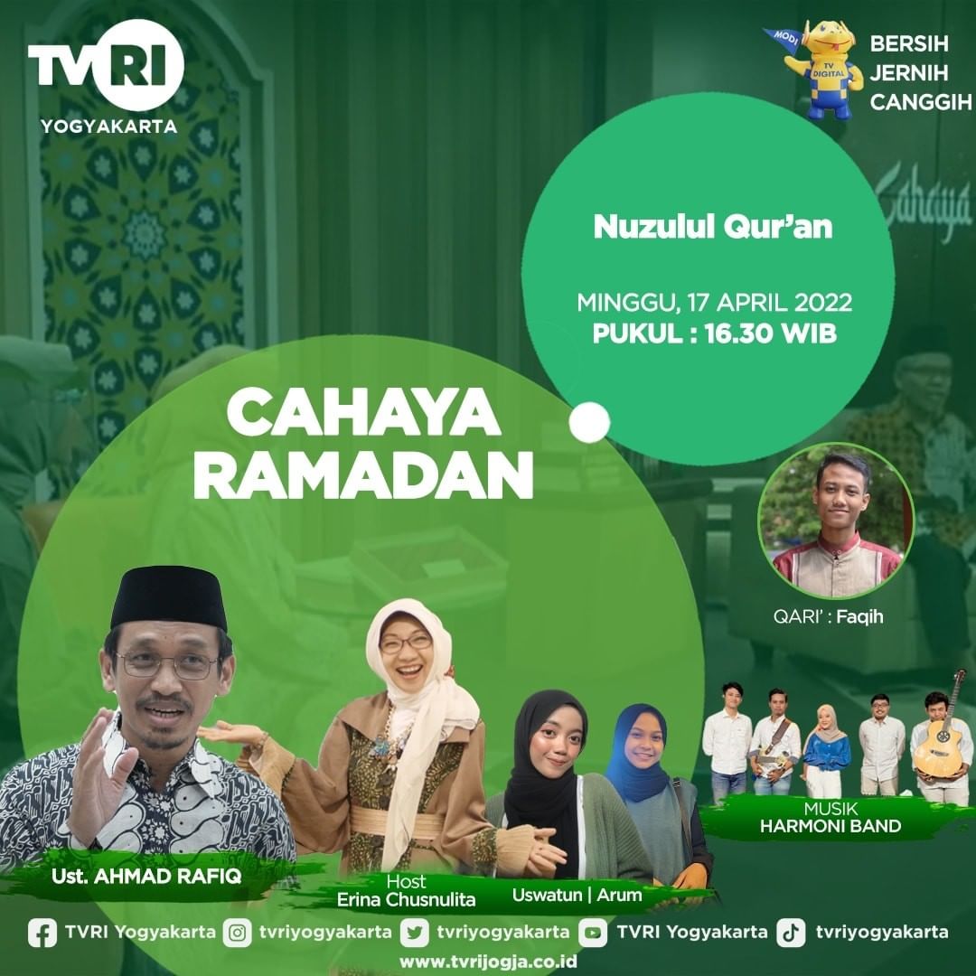 erinatweeterina's tweet photo. Yuk ngaji bareng TVRI Jogja Cahaya Ramadan sore ini bertema "Nuzulul Quran" Saksikan pukul 16.30 WIB hanya di TVRI Yogyakarta. Silakan join dg pertanyaan kamu via WA  081386773675. siapa tahu anda yg beruntung mdpt gift dari cahaya Ramadan. https://t.co/dP4MpQx80y