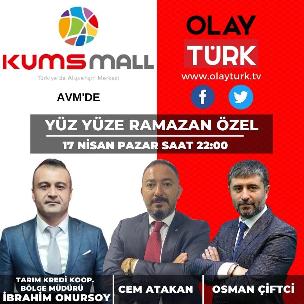 Bölge Müdürümüz İbrahim ONURSOY, Olay Türk TV Yüz Yüze Ramazan Özel programında Osman ÇİFTÇİ ve Cem ATAKAN'ın kurumsal yapılandırma ve kurumumuz faaliyetleri hakkında ki sorularını cevaplayacak.
<a href="/olayturktv/">Olay Türk TV</a> #tarimkredi #kayseri #kayseriolay #olaytürktv