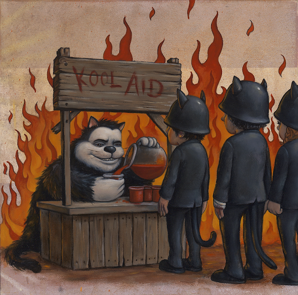 These yippie soldiers get in line to consume their Kool Aid.
Available now on <a href="/opensea/">OpenSea</a> 
#NFT #nftart #mouseketeerarmy #bobdob

Learn more at bobdob.art

opensea.io/assets/0x495f9…