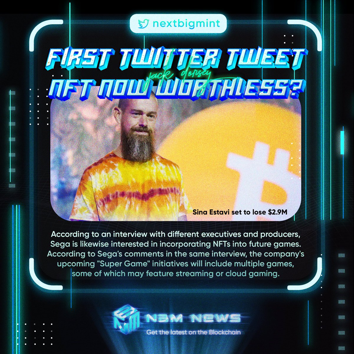 One of the people who paid $2.9 million for #NFT of Jack Dorsey's first #tweet is going to lose nearly $2.9 million.
#Crypto entrepreneur Sina Estavi, who purchased the NFT in March 2021, calls it "the Mona Lisa of the #digitalworld."

📰Read more here:
bit.ly/3k3gvuR