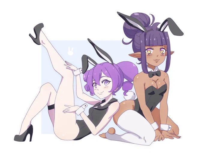 Purple haired girls in bunny suits. 
Happy Easter 🐇 