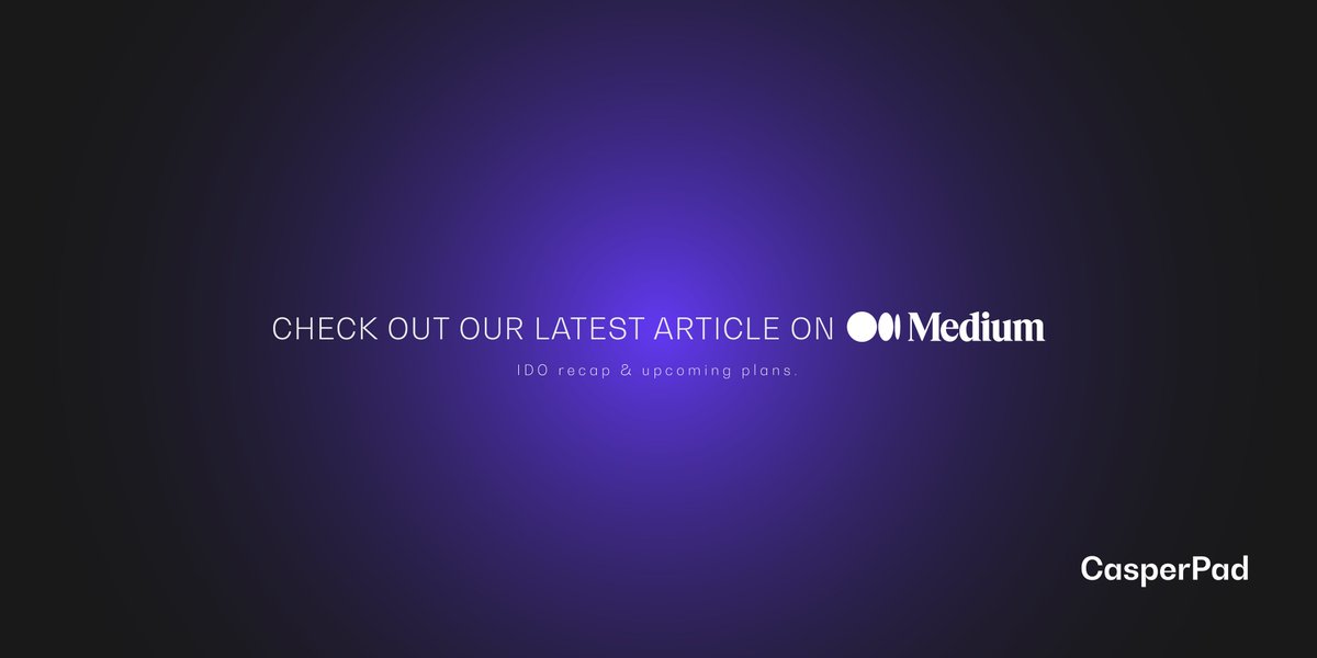 How the IDO went &amp; where we plan to go from here✨

Read the article linked below and let us know what your guess is👇

casperpad.medium.com/skybridger-ido…

Stay tuned for more info🤩

#CasperPad #CSPD #CSPR