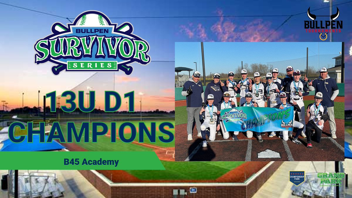 🏆Congratulations to our 13u D1 Survivor Series Champions, B45 Academy!!!🏆

#WhereBaseballMatters