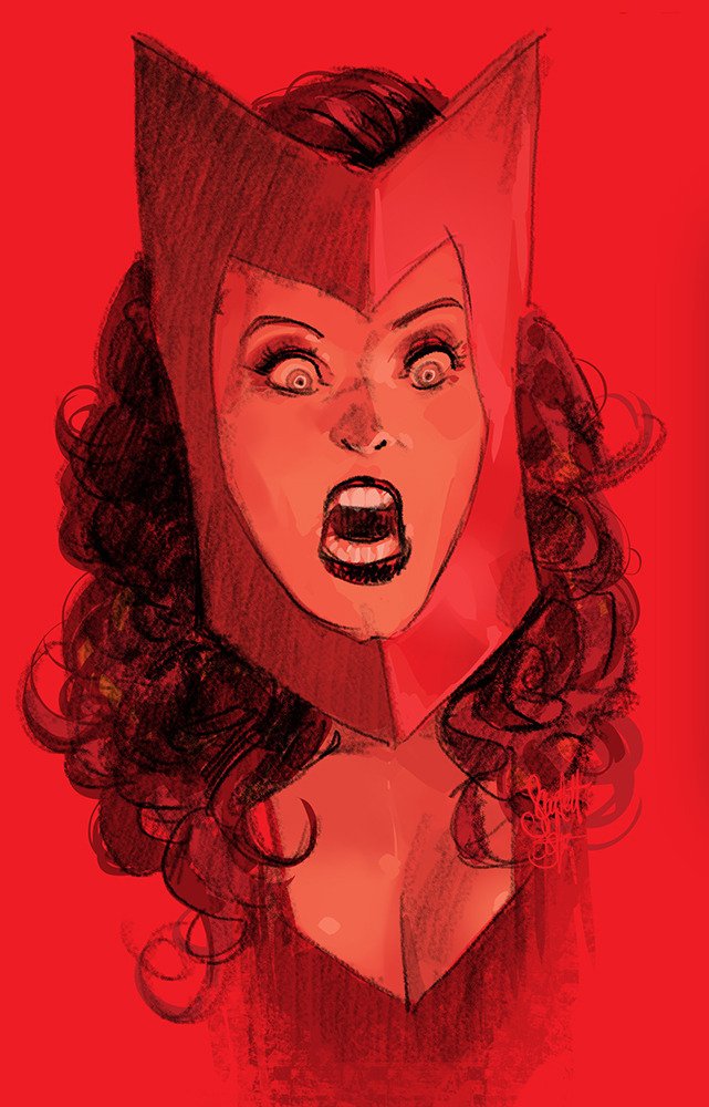 I like when Scarlet Witch is drawn expressively.

Art by Otto Schmidt