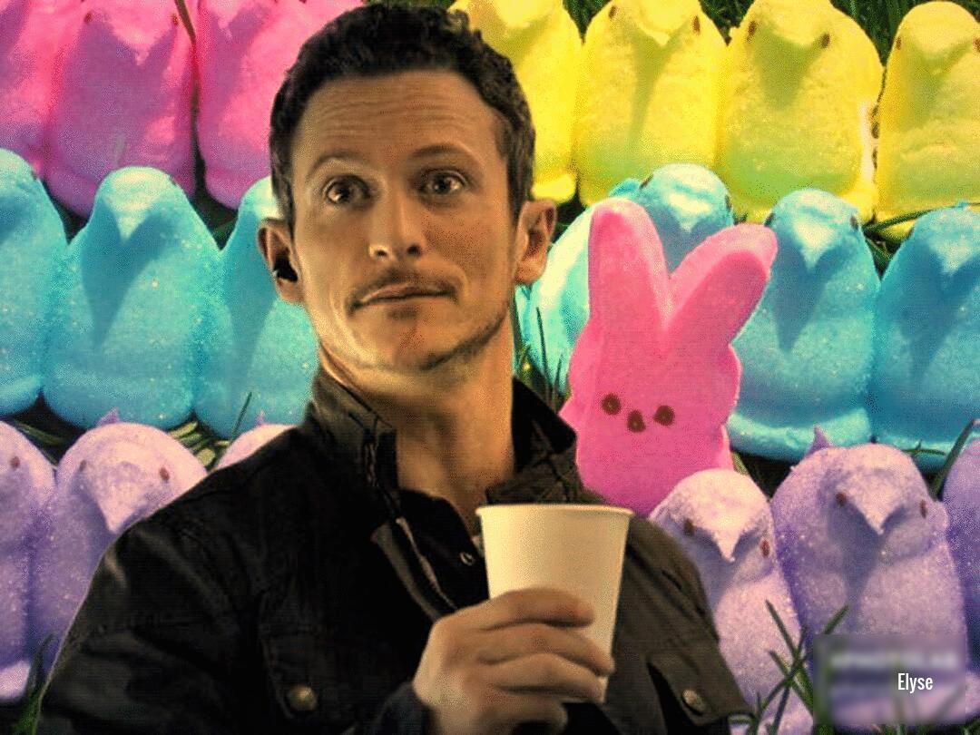 wraithfodder's tweet image. Since Bryan Beneventi (@jonathanmtucker) loved Peeps on NBC's #Debris, did a #Peeps / #Easter-themed #FanArt. Love the pink peep peering into coffee cup. Wish NBC would release this show on DVD or even stream it again.