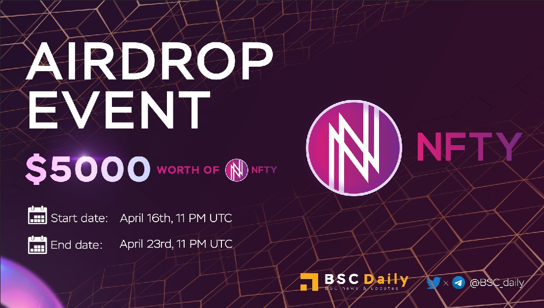 BSCDaily (@bsc_daily) on Twitter photo 🔥 $5,000 in $NFTY Airdrop Event 🔥
🎉 In celebration of the upcoming release of SocialPass, <a href="/NFTYLab/">NFTYLabs (Check Bio)</a>
will hold a 💰 $5,000 in $NFTY Airdrop Event for 50 lucky winners!
🚀 JOIN NOW: gleam.io/competitions/2…
#NFTYLabs #SocialPass #BSCDaily #Airdrop #Giveaway #Chainplaygg 🔥 $5,000 in $NFTY Airdrop Event 🔥
🎉 In celebration of the upcoming release of SocialPass, <a href="/NFTYLab/">NFTYLabs (Check Bio)</a>
will hold a 💰 $5,000 in $NFTY Airdrop Event for 50 lucky winners!
🚀 JOIN NOW: gleam.io/competitions/2…
#NFTYLabs #SocialPass #BSCDaily #Airdrop #Giveaway #Chainplaygg
