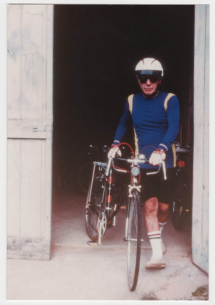 austinkleon's tweet photo. Saul Steinberg with his bicycle 🚲 https://t.co/4j88MjET7q