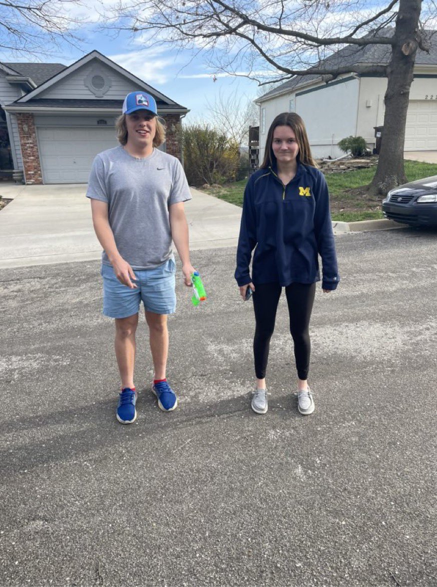 The consequences of wearing Michigan merch…

Keeping his bid alive for week 3, Jacob takes out Katie, and then takes an awkward picture, nice work!