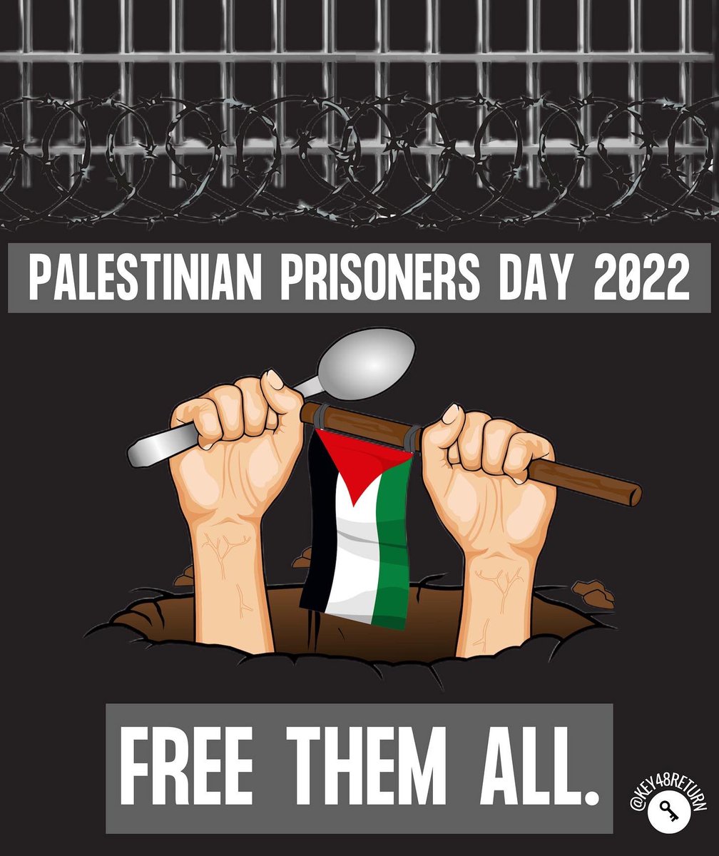 Today and everyday we express our unconditional support and solidarity with every single indigenous Palestinian man, woman & child illegally imprisoned as political prisoners by Israeli settler forces for fearlessly fighting for Palestinian freedom. #PalestinianPrisonersDay