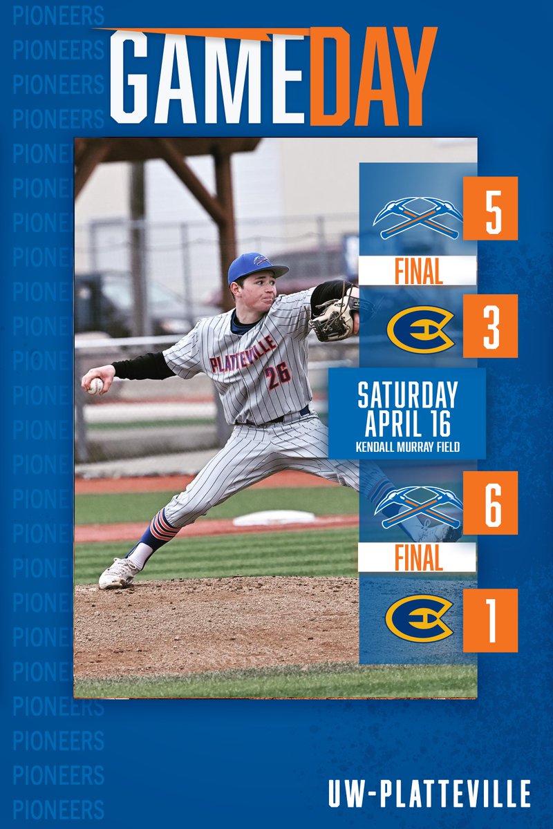 UW-Platteville Athletics (@uwp_pioneers) on Twitter photo SWEEP! #SwingTheAxe
<a href="/UWPlattBaseball/">UW-Platteville Baseball</a> takes two from UW-Eau Claire with Isaac Bixby and Michael Greco pitching two complete games.
#uwp #uwplatteville #platteville SWEEP! #SwingTheAxe
<a href="/UWPlattBaseball/">UW-Platteville Baseball</a> takes two from UW-Eau Claire with Isaac Bixby and Michael Greco pitching two complete games.
#uwp #uwplatteville #platteville
