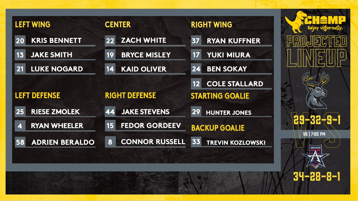 x - Iowa Heartlanders (@goheartlanders) on Twitter photo 🦌 PROJECTED LINEUP 🦌
Our social media admin made this graphic for the final time this season, so let's make it a good one 😃😃
Today's lineup delivered by <a href="/CHOMPdeliveryIC/">CHOMP Delivery</a> 🦌 PROJECTED LINEUP 🦌
Our social media admin made this graphic for the final time this season, so let's make it a good one 😃😃
Today's lineup delivered by <a href="/CHOMPdeliveryIC/">CHOMP Delivery</a>