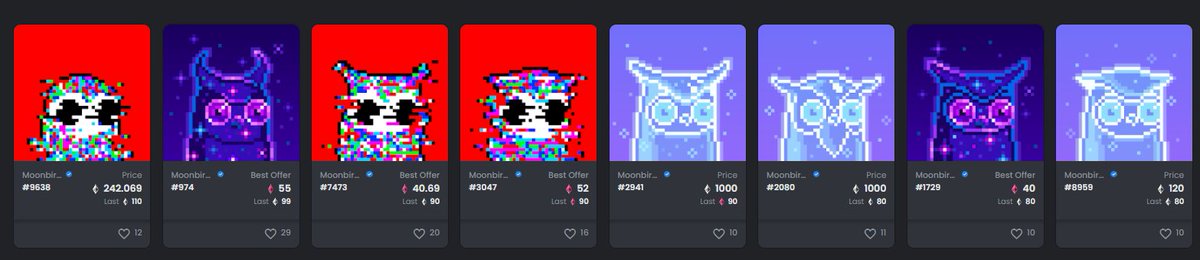 At this point the #nft space has gone completely off the rails. @moonbirds_xyz has done over 35000eth in volume already. Of course, people can spend money how they want, but imo when outsiders see stuff like this, thats why they say NFTs are a joke.. 80% of whats popular is...