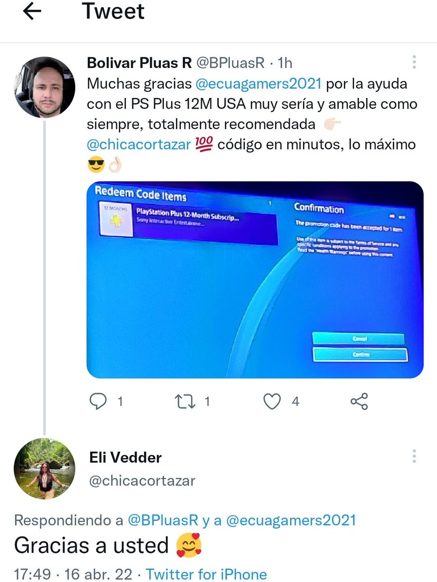 Ayúdame con un RT 🙏 PORFA

Play Station Plus por 1 año en $55

Cuenta Americana. 

Deposito o transferencia bancaria.

Disponible para todo el  Ecuador.

Más información al WhatsApp aqui 👉 wa.me/593968033391
