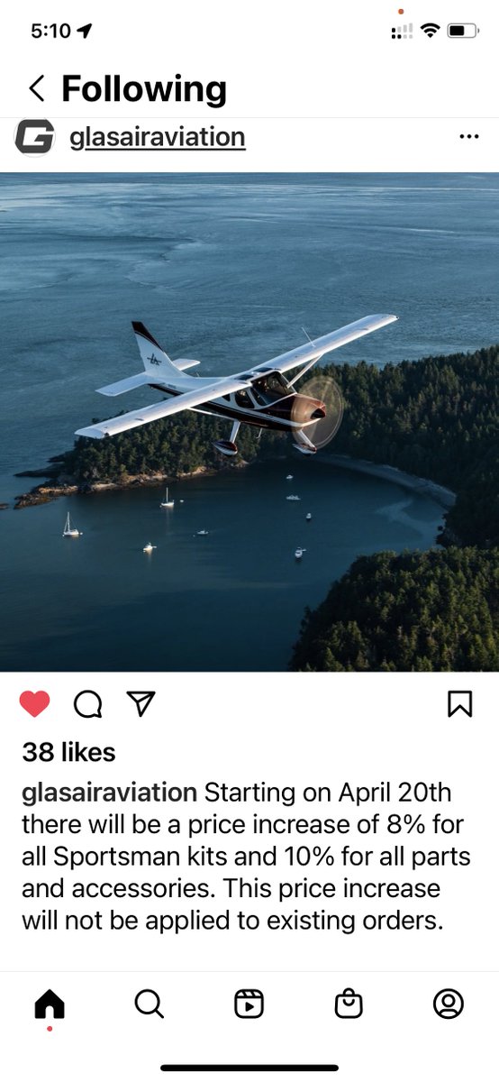 AeroDataScience's tweet photo. Welp, @GlasairAviation followed @VansAircraft &amp; increased kits and parts pricing. 8% on kits and 10% on parts. #inflation #supplychain. @Glasair_Owners https://t.co/mCc6cgJInz
