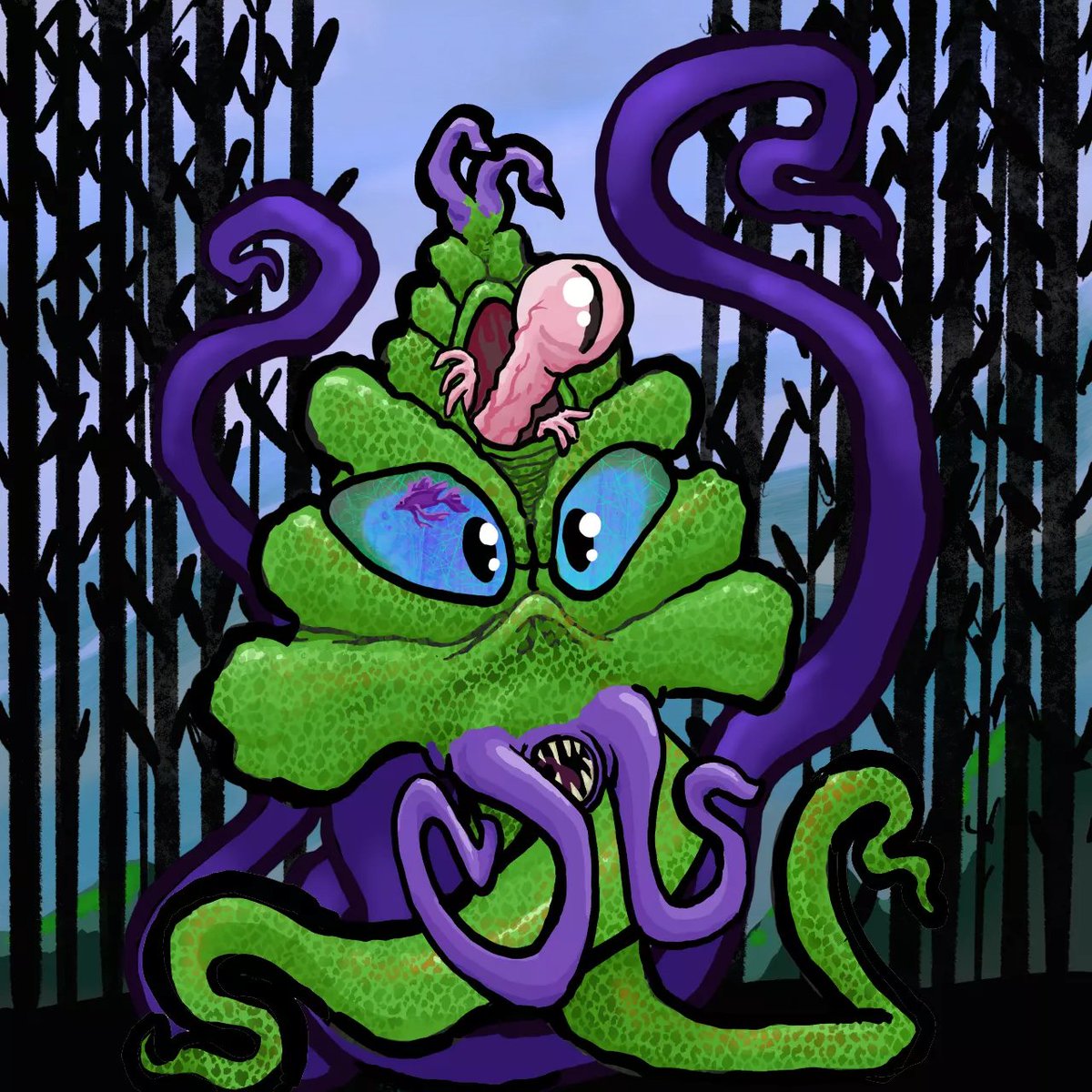 EYES WIDE OPEN! Been hard at work getting some things figured out &amp; learning some new tricks ~ Squidliens are a 222 piece generative series involved with the Chapter-1 storyline - You will be able to redeem 3x $AMBR for one of these creatures ~