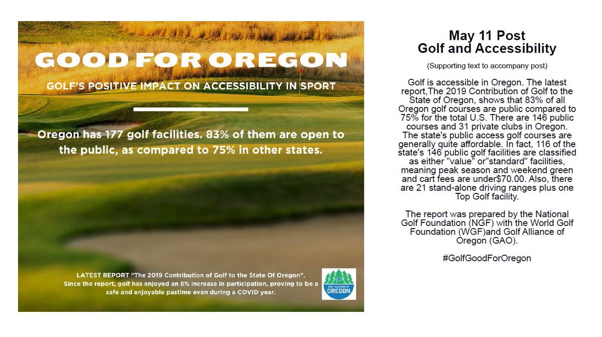 oregoncmaa's tweet photo. May is Oregon Golf Month
Golf's Posiitve Impact on the State of Oregon.
Social Media Campaign (PART II) https://t.co/kZwwCGxoWN