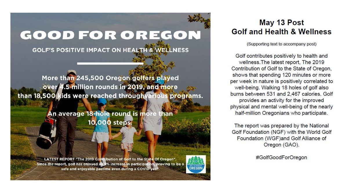 oregoncmaa's tweet photo. May is Oregon Golf Month
Golf's Posiitve Impact on the State of Oregon.
Social Media Campaign (PART II) https://t.co/kZwwCGxoWN