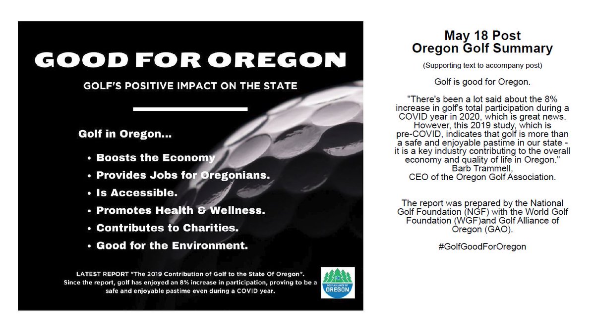 oregoncmaa's tweet photo. May is Oregon Golf Month.
Golf's Positive Impact on the State of Oregon.
Social Media Campaign (PART III) https://t.co/uqGAWueAVd
