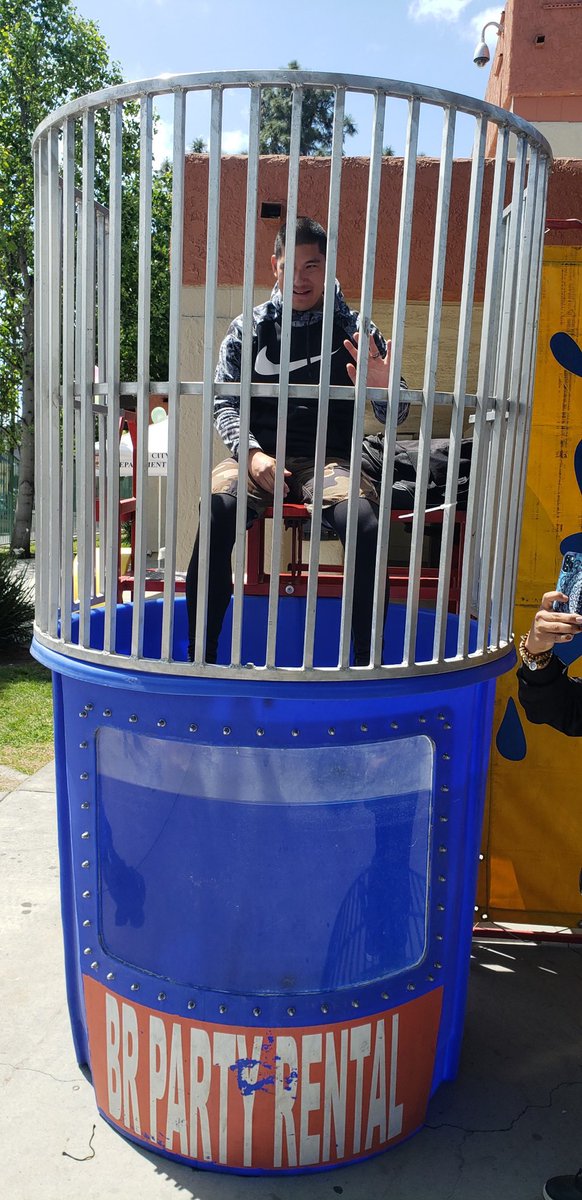#TrinityPark Community Event. Thank you to @NewtonLAPD Senior Lead Officer Liem for volunteering to be the Dunk Tank Officer of the day!
