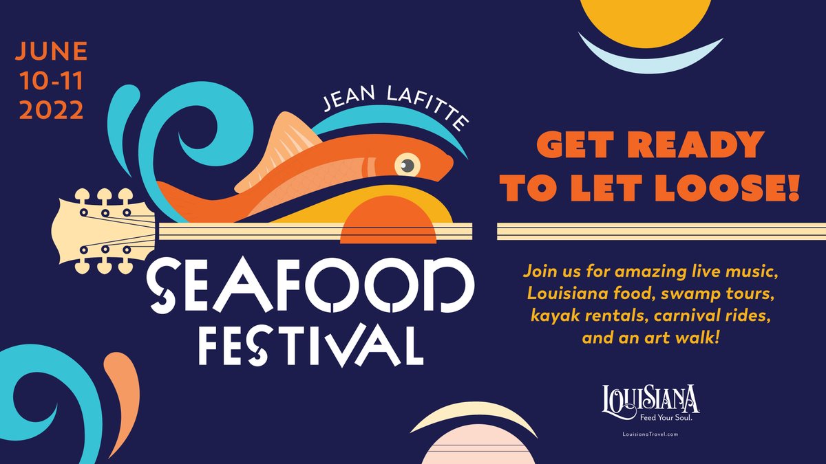 JeanLafitteLA's tweet photo. We are less than two months away from one of Louisiana’s most unique festivals! The Jean Lafitte Seafood Festival will feature amazing live music, Louisiana food, swamp tours, carnival rides, a wine walk on the Wetland Trace and a Louisiana art walk! https://t.co/X5693S2jm6 https://t.co/zoJSae5RiZ