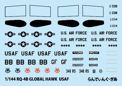 f_2a_hayabusa's tweet photo. #デカール ご注文承ります
1/144 RQ-4Bグローバルホーク アメリカ空軍
2017年夏、#横田基地 に展開した機体のマーキングです
↓詳細はこちら
https://t.co/of8SsgKpRG
#Miniwing #RQ4B #グローバルホーク #GLOBALHAWK #米空軍 #USAF #144スケモ #144scale #戦闘機 #decals https://t.co/vp8b850idY