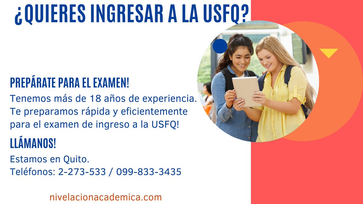 usfqecuador's tweet photo. Te preparamos para dar un excelente examen de Ingreso/admisión a la USFQ.

Tenemos mas de 18 años de experiencia con los mejores resultados. No vayas a cualquier lugar! Prepárate con nosotros!

Más info en: https://t.co/fxE5sfstEo https://t.co/FaShtr59PX