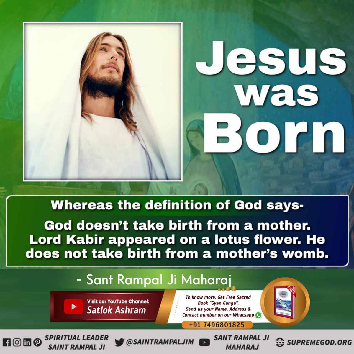 TanishTwt's tweet photo. #FactsAboutChristianity
Jesus was the son of God.
Lord Kabir is the eternal father of all souls. He never dies nor He takes birth from a mother.
God Kabir one is the worthy of being worshipped. https://t.co/rCamIapAxr