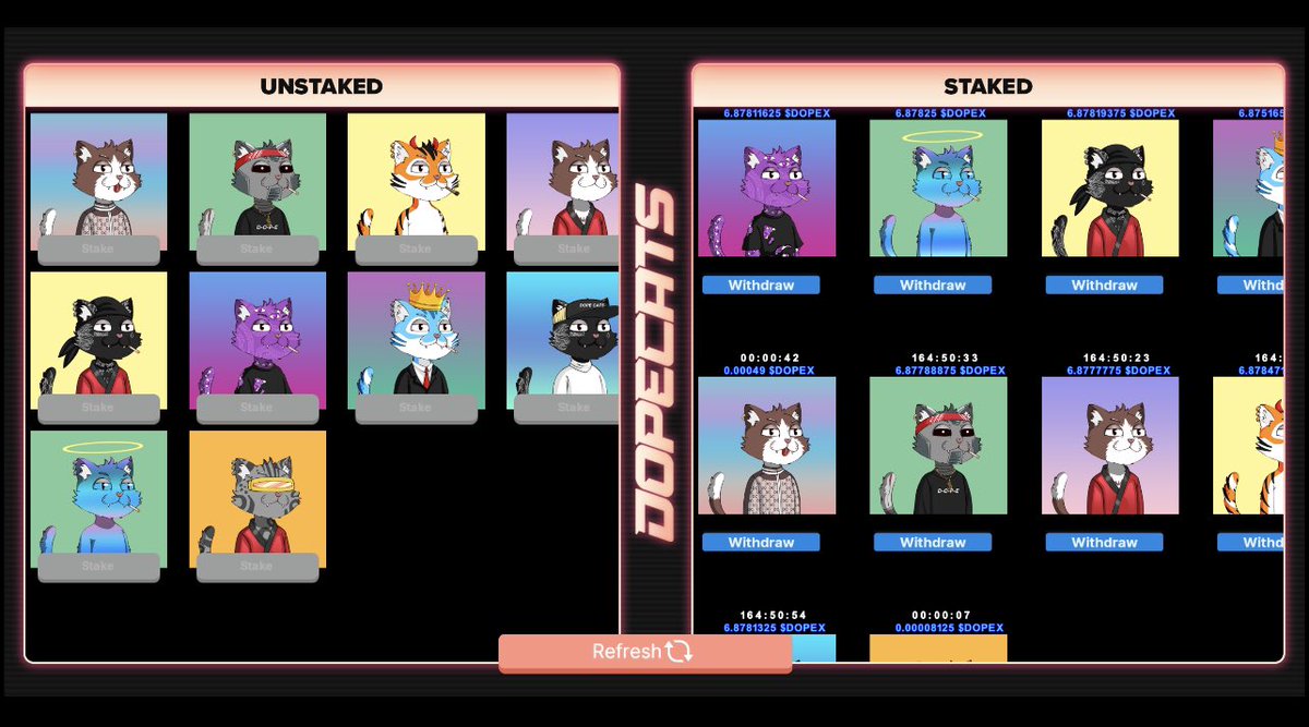 Oce4nMan's tweet photo. Stake your @Dope_Cats if you havenโt already! 5 Sol giveaway for two lucky holders that stake between now and May first #CatsLikeStakeToo #StayDope #DopeCats https://t.co/uADAP0c5tQ