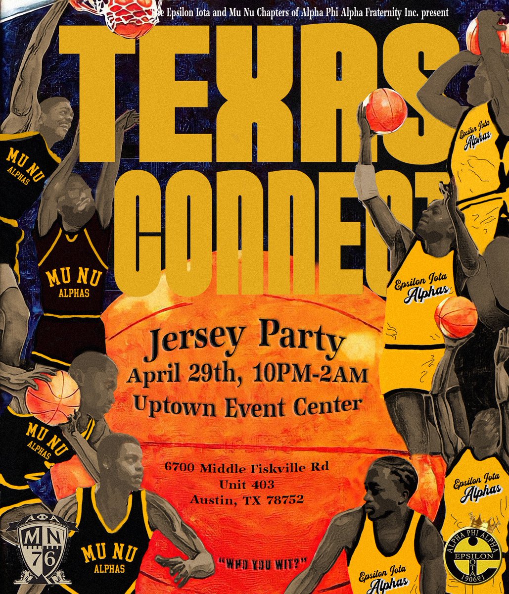 EIAlphas's tweet photo. Your phavorite org is BACK and linking up with @TxStAlphas to bring you Texas Connect 2k22: Jersey Edition! 🥶⛹🏾‍♂️

Grab your livest jersey and meet us on April 29th for the party of the semester!❄️🤙🏾

Get your early bird presale today at: 
https://t.co/CWVUa4rwn8! https://t.co/m76JA1Btwm