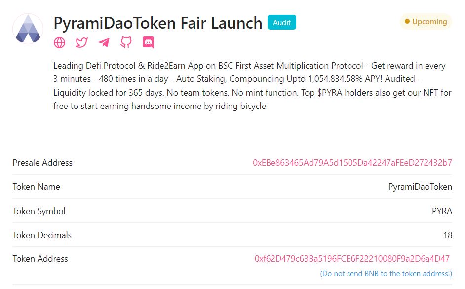 🔥 Good news, everyone!!
We've been asked by so many people about our token sales. And here it is, next Wednesday - 20th of April - on Pinksale. 
It's gonna be an explosive moment 🚀🚀🚀
👉 Check it out
pinksale.finance/#/launchpad/0x…

#BSC #autostaking #FairLaunch #PinkSale #Move2earn