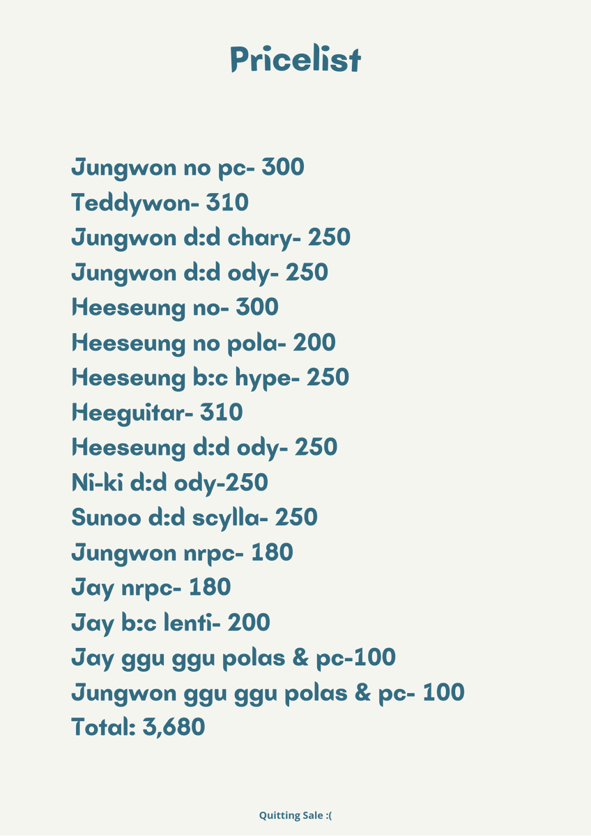 LTYKIT's tweet photo. wts lfb ph

enhypen quitting sale

- strictly sold as set

T. Jungwon heeseung jay jake sunghoon sunoo ni-ki enhypen https://t.co/jfqK3f3D9E